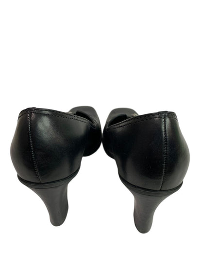 Size 7.5 Franco Sarto Womens Leather Silvertone Buckle 2.5" Block Heel