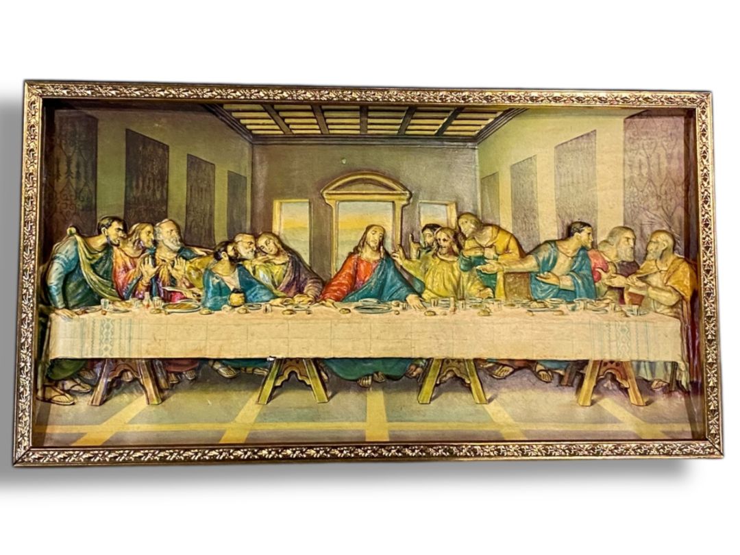 MidCentury 3D Plastic Color Last Supper 8x15” Intercraft USA Kitsch