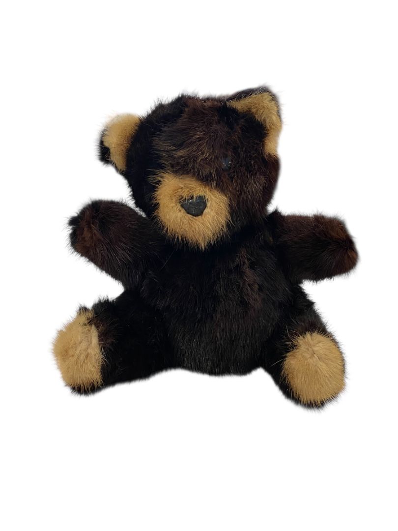 Vintage Mink Fur Teddy Bear Plush Stuffed Animal 9"