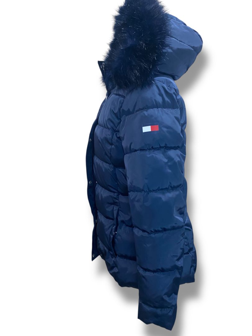Small Tommy Hilfiger Womens Navy Blue Puffer Coat Removable Hood