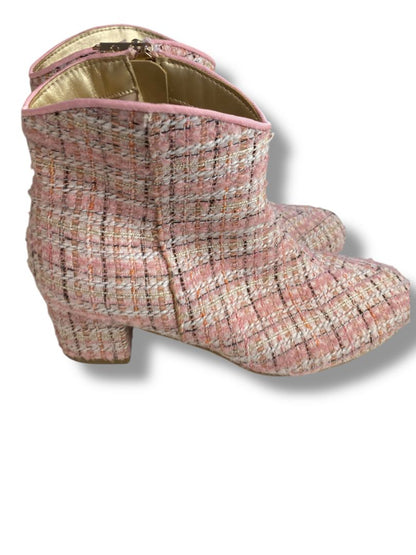 Size 5 Jessica Simpson Girls Parker Boots Booties Pink Tweed