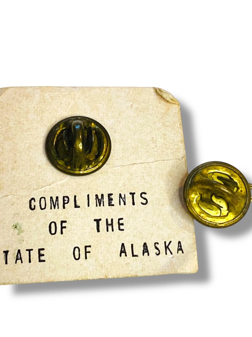 Vintage  Set of 2 Walrus Lapel Pin Small Compliments of the State of Alaska .5"