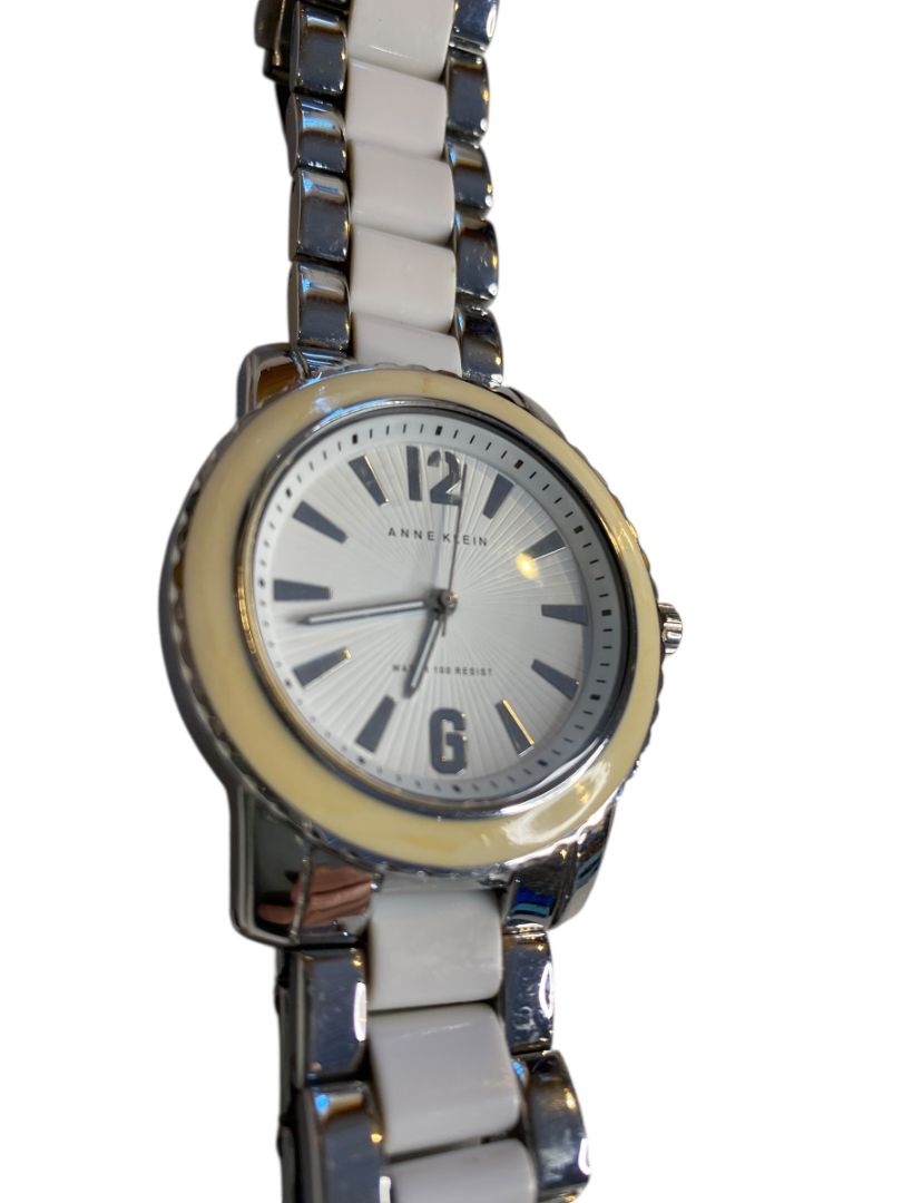 Anne Klein Women'sWhite Dial Stainless Steel Bracelet Watch 40mm AK1195
