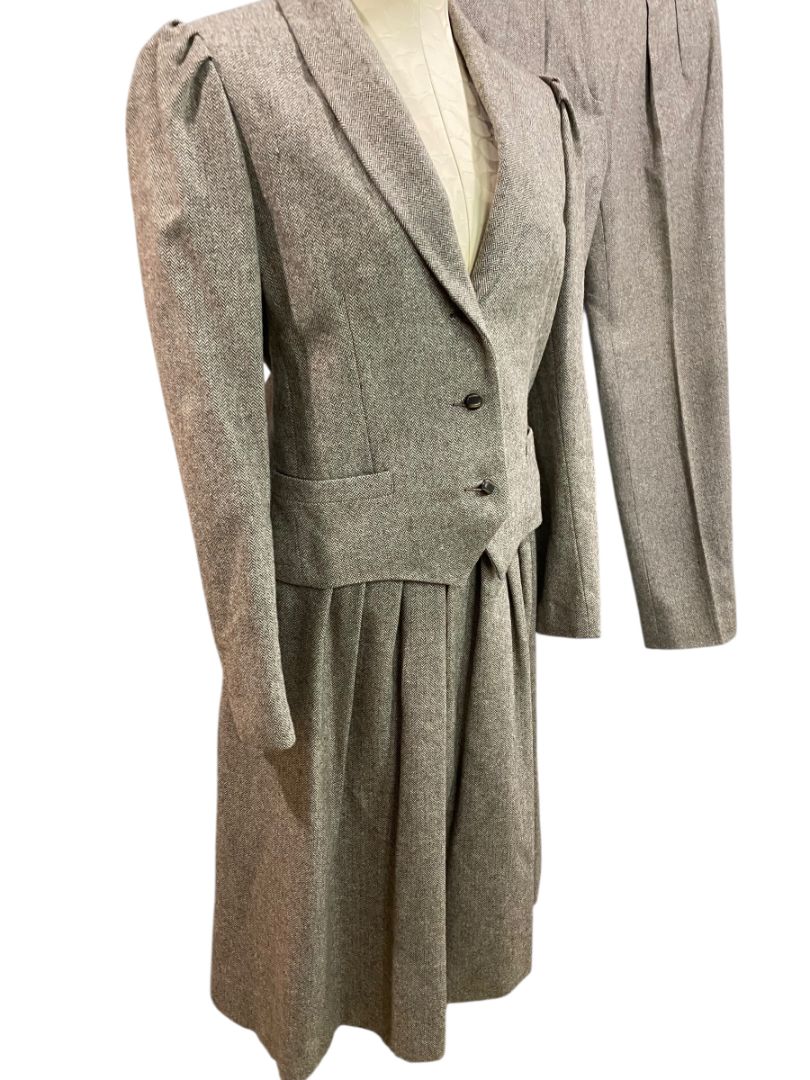 Size 10/12 Intuitions Womens 1980s Wool Blend Suit Pants Skirt Jacket