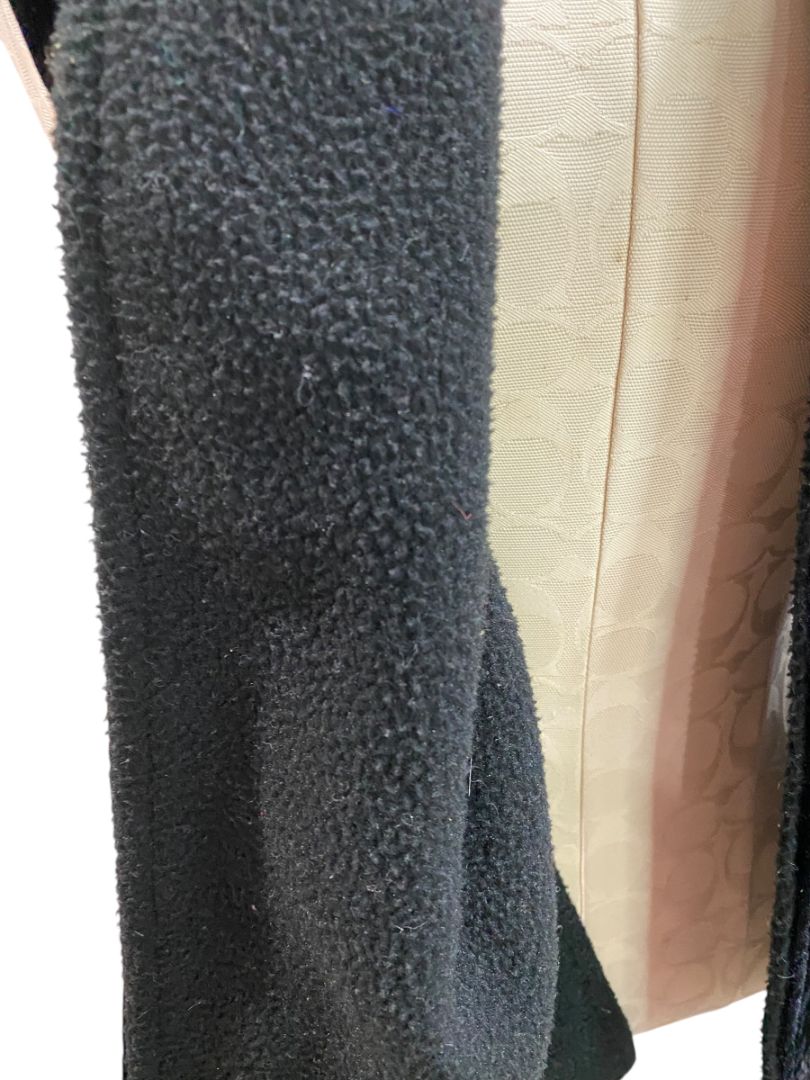 Vintage Talbots Black Velour Fleece Embroidered Scarf 56"l x 8"w