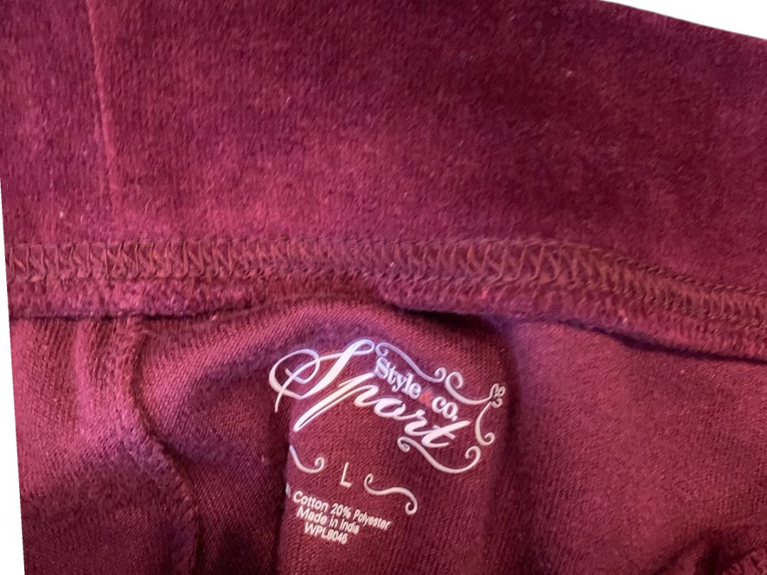 Size Large Style & Co Sport Magenta Velour Womens Pull On Pants