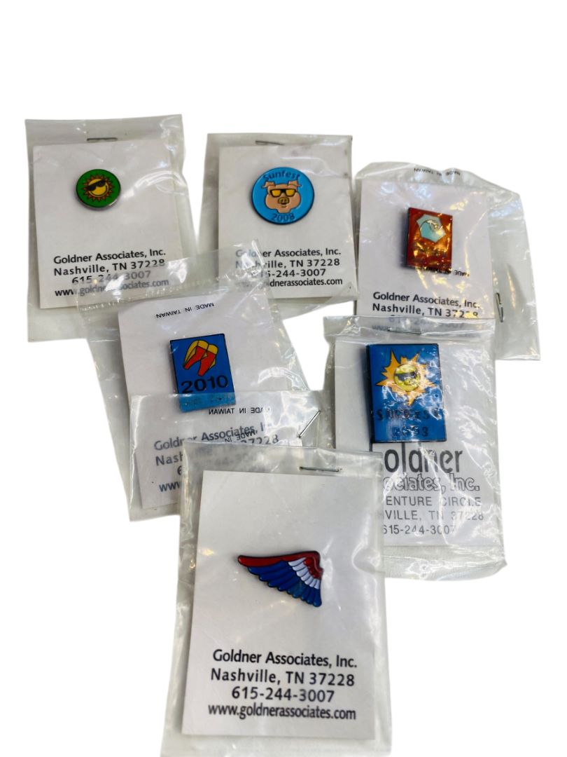 Lot of 6 Lapel Pins Sun Fest Wing Assorted Years New Goldner Associates