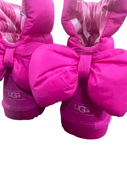 5 UGG Girls Pink Bailey Bow Puff Maxi Wavelength Boots New