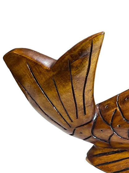 Haitain Mahogany Wood Carved Fish Statue Figurine Peek Brothers Imports, In