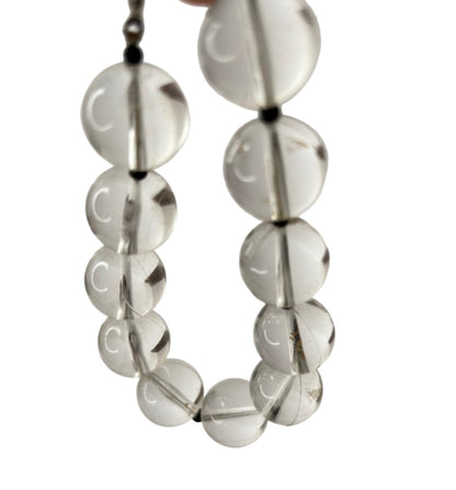 Vintage Clear Acrylic Beaded Statement Bracelet Black Spacers Retro 8.5"