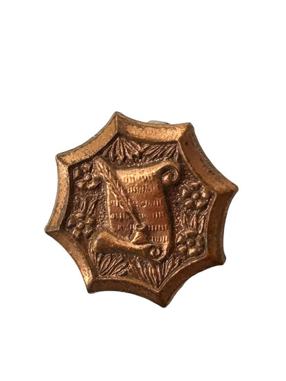 Brooch Pin Copper Color Parchment Feather Quill Small 5/8"