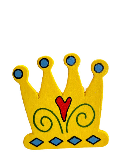 Painted Wooden Brooch Pins "Give Thanks" Pumpkin Crown Set of 2