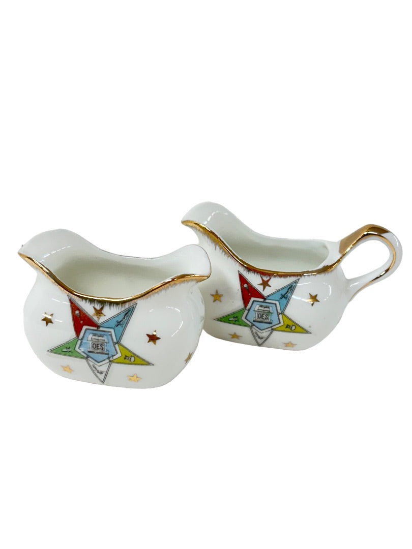 Lefton Temple Treasures Order of the Eastern Star Sugar and Creamer Set