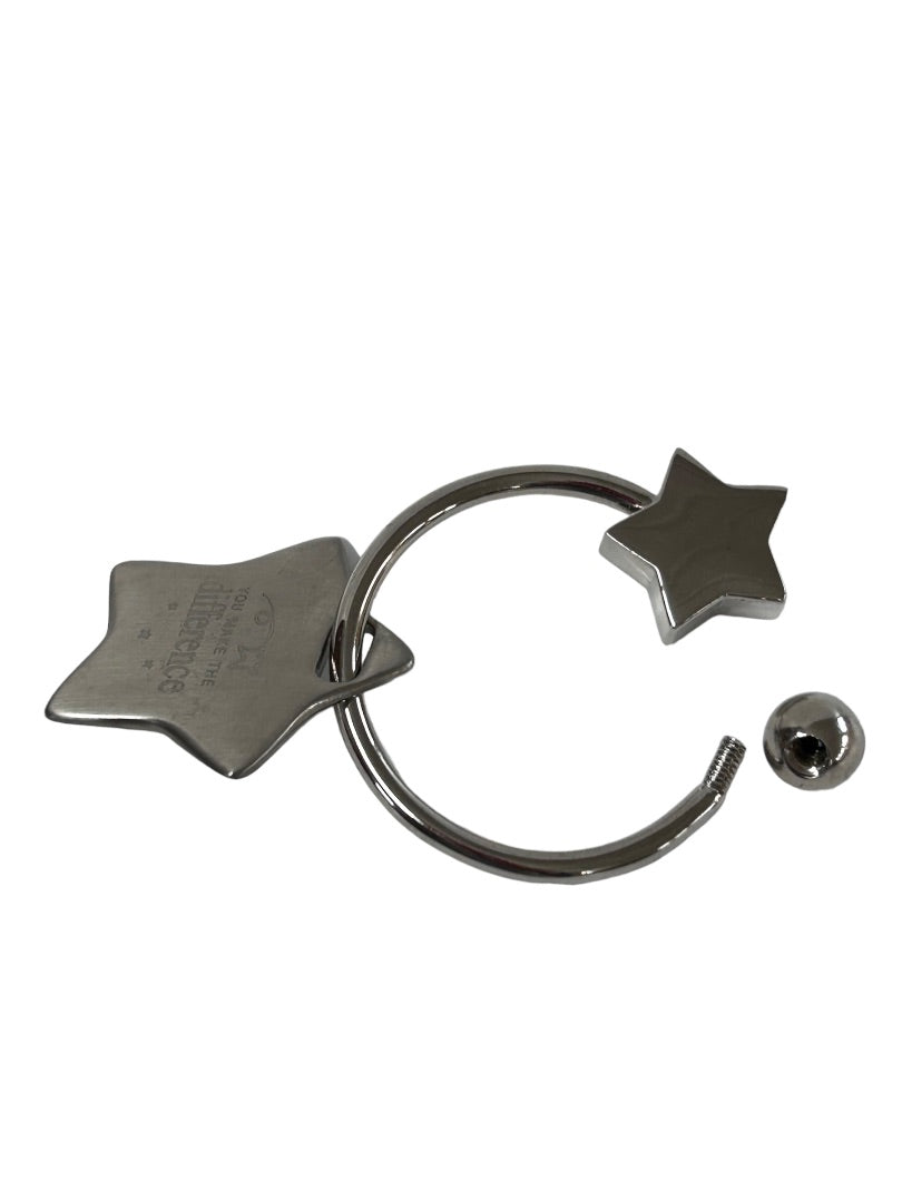 Silvertone "You Make a Difference" Keychain Star Design Key Ring