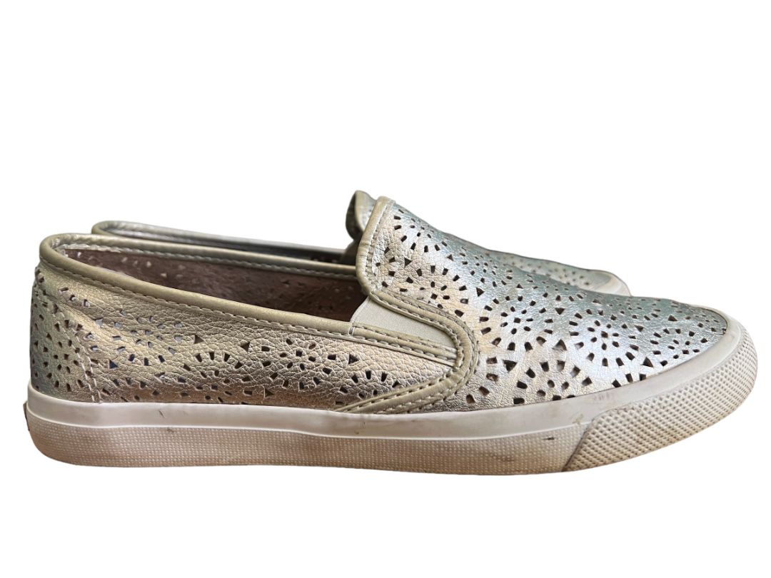 9.5 Sperry Gold Metallic Cut Out Slip-On Sneakers Shoes