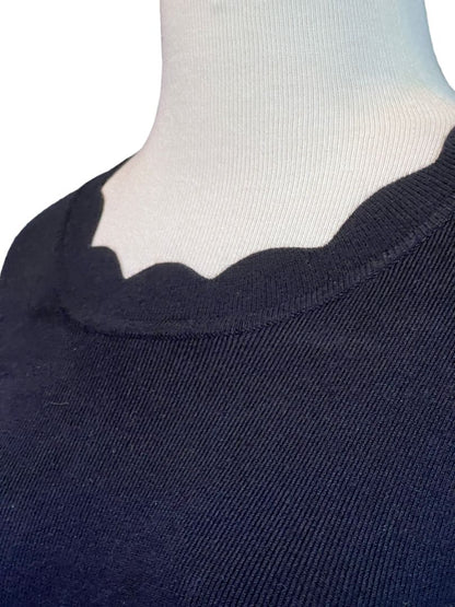 Size Small 41 Hawthorn Black Scalloped Collar Soft Sweater Lightweight