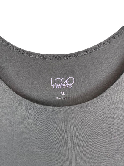 XL LOGO Layers Women's Gray Tunic Tank Top Soft Sleeveless Scoop Neck