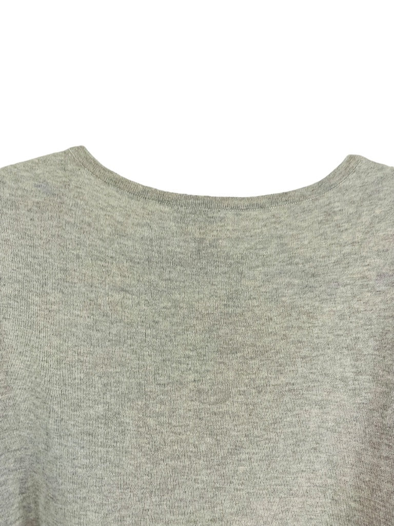 Large LOGO by Lori Goldstein Lightweight Gray Sweater Cashmere Blend Flounce Hem Lace Detail