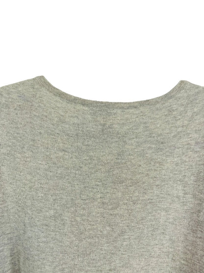 Large LOGO by Lori Goldstein Lightweight Gray Sweater Cashmere Blend Flounce Hem Lace Detail