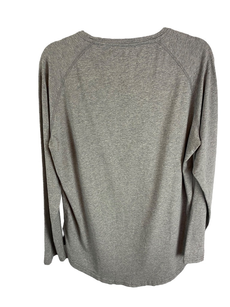 Large Tezo Men's Heathered Gray Long Sleeve Pullover Tshirt