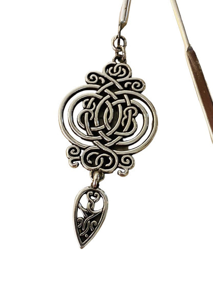 Vintage Silvertone Metal Bookmark Charm Pendant Ornate 5.5" Place Holder Taiwan