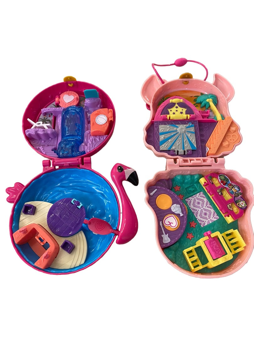 Polly Pocket Mini Compact Play Sets Flamingo Pool FRY38 Cat GKJ50