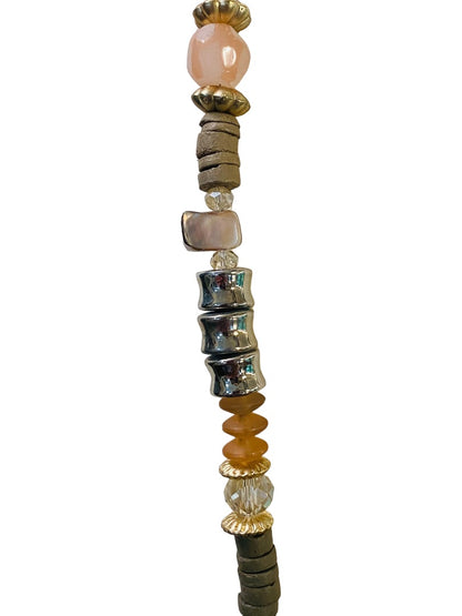 Chico's Mixed Metals Pink Brown Silvertone Lobster Clasp 37-40"