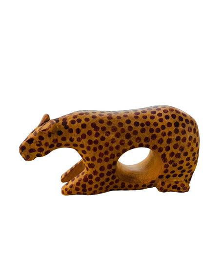 Napkin Rings Holder Wooden Safari Theme Giraffe Leopard Free Standing