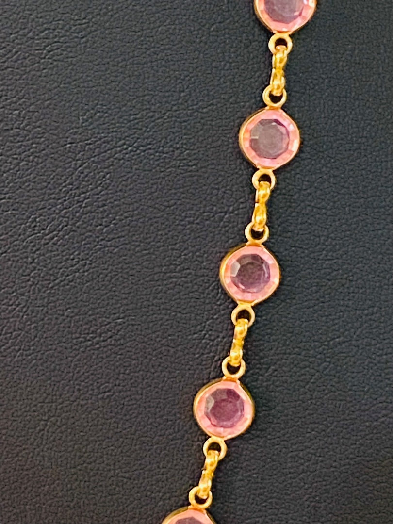 Goldtone Pink Signed Avon 22.5" Necklace Lobster Clasp