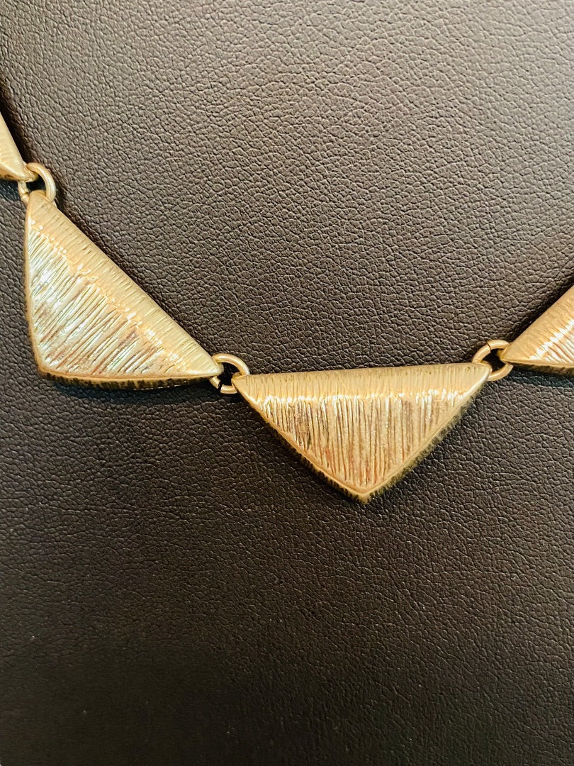 Goldtone Triangle Necklace 17"-20" Lays Flat Lobster Clasp