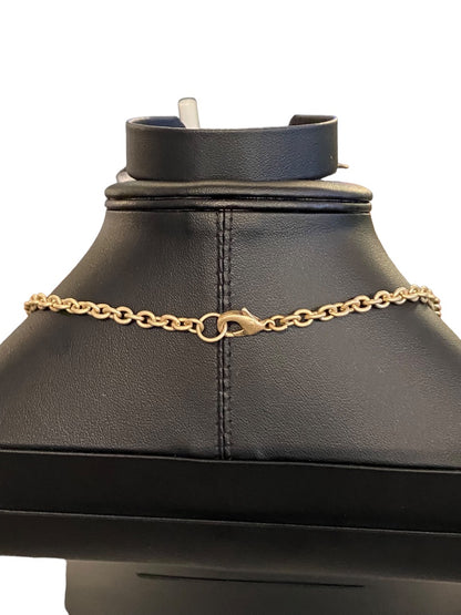 Brushed Goldtone Beaded Double Strand Necklace 17.5"Beaded 3" Drop