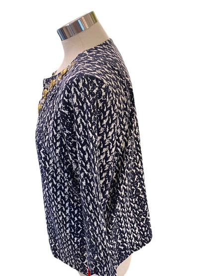 XL Petite Ruby Rd Womens New Moonstruck Embellished Neck Pullover Shirt 3/4 Sleeve