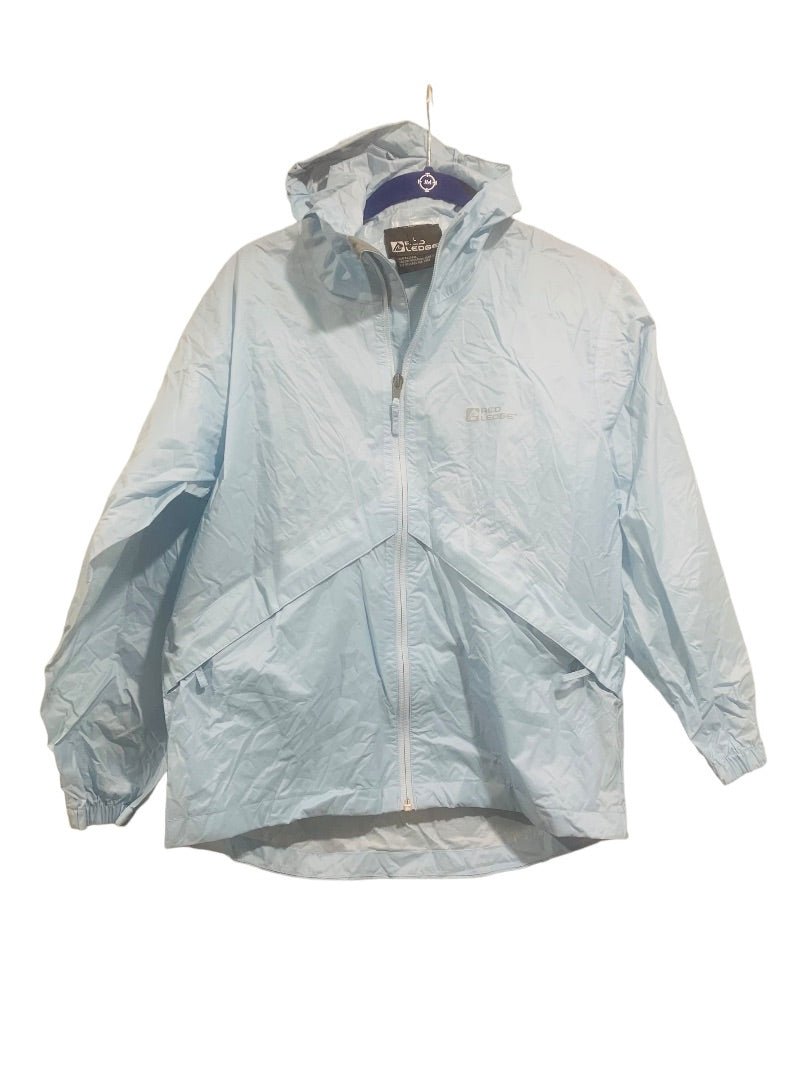 Large Youth Red Ledge Powder Blue Packable Shell Rain Jacket Hooded