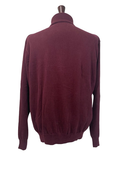 XL Chaps Mens Burgundy Sweater 1/4 Zip Pullover 100% Cotton Mockneck