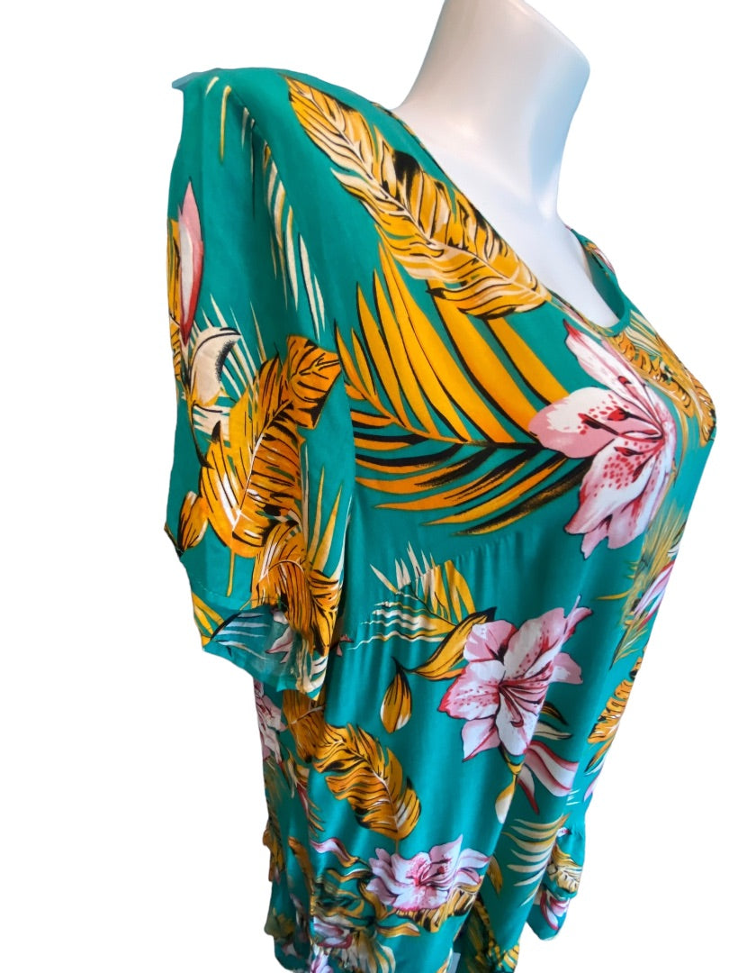 3XL SHEIN Curve Green Floral Tropical Dress