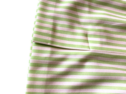 10 Guy Laroche Vintage Lime Green Striped Lined Skirt France