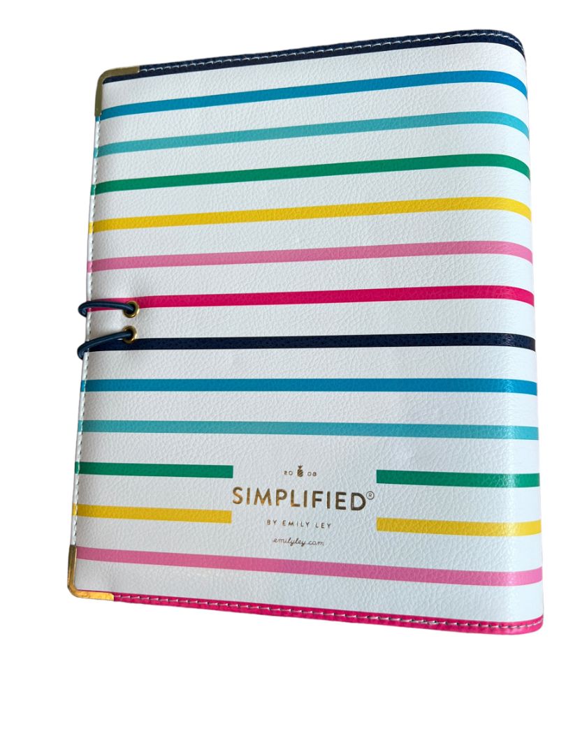 Simplified Emily Ley HAPPY STRIPE Planner Binder ONLY use with Simplified System