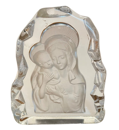 Vintage Virgin Mary & Infant Jesus Art Glass Figurine