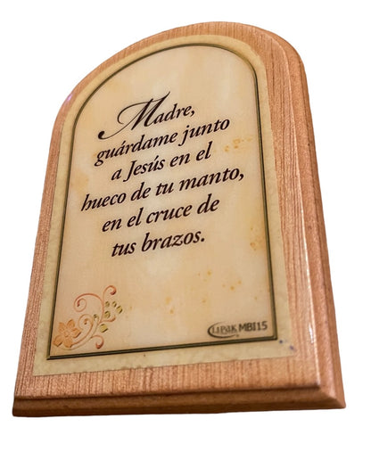 Our Lady of Guadalupe Morning Prayer Wooden Frame Hinge 4"h x 6"w