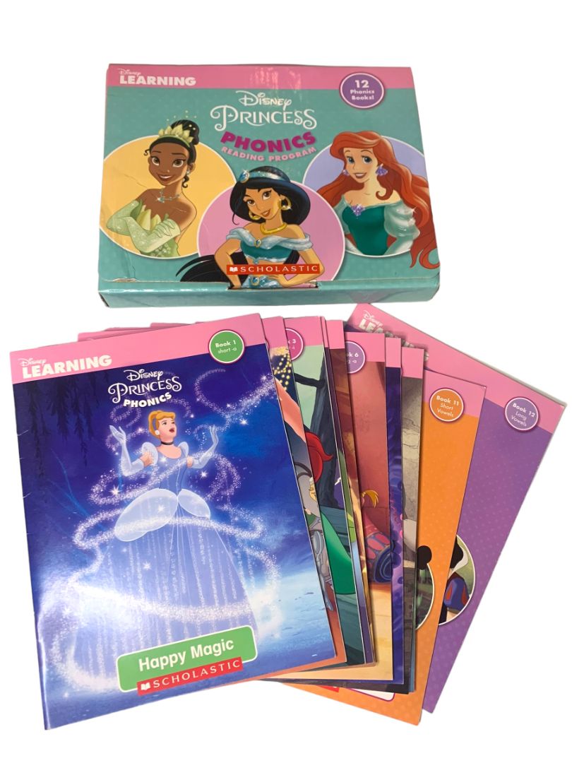 Scholastic Disney Princess Phonics Reading Program Box Set Of 12 Books K-1 Ages 4+