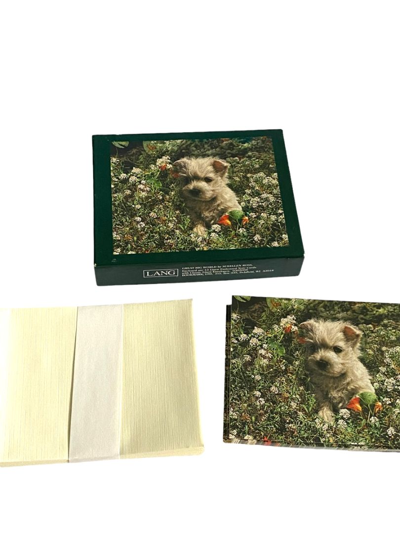 NEW Lang Westie Terrier Dog 13 Linen Embossed Blank Card Set Thank You Any Occasion