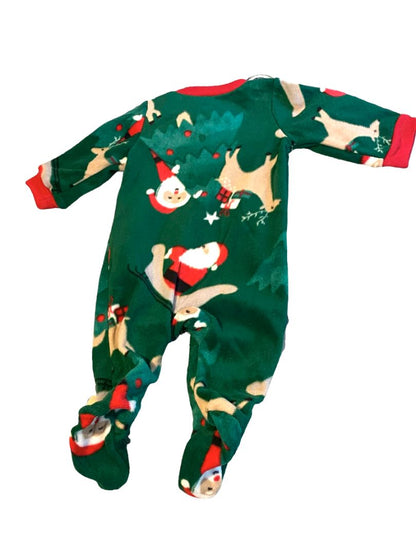 Newborn Carter's Green Christmas Footed Footie Pajamas Santa NWT