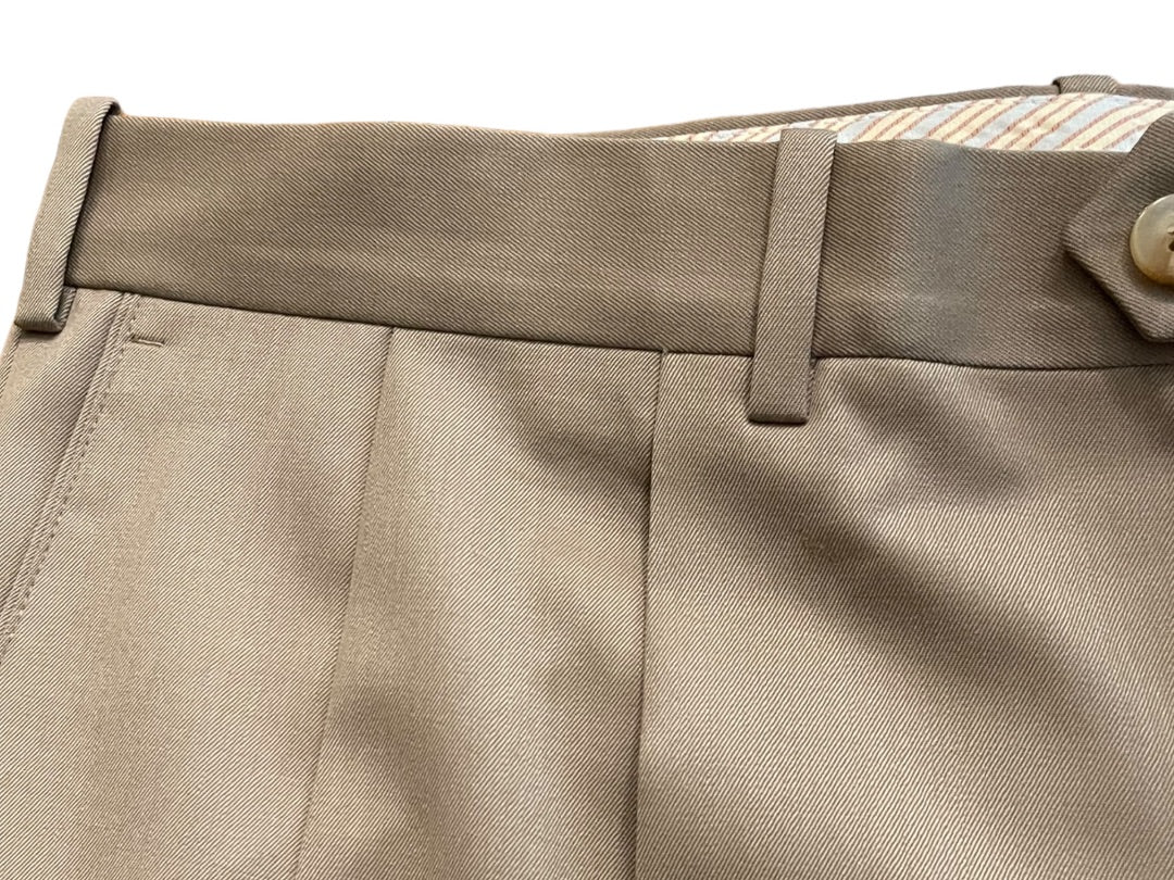 Size 40R JB Britches  Nordsrom Mens Cuffed Pleated Winston Dress Pants Worsted Wool Tan Italy