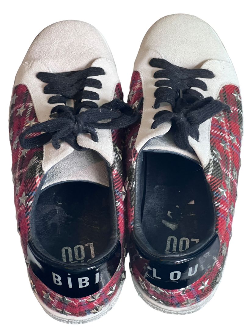 9 (40) Bibi Lou Plaid Flannel Suede Star Sneakers