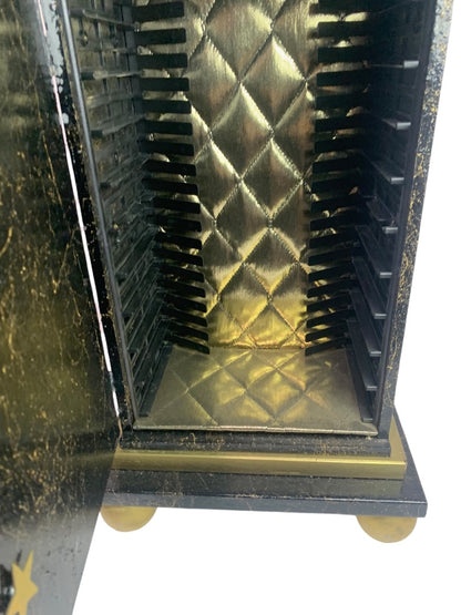 R.Stad Designs Black Gold Handmade Hinged Tabletop Cabinet Box for VHS Tapes 20"h x 10.5"w