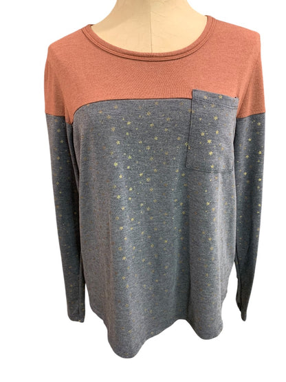 Medium Lazy Sundays Anthropologie Womens Star Print Long Sleeve Pullover Top Soft