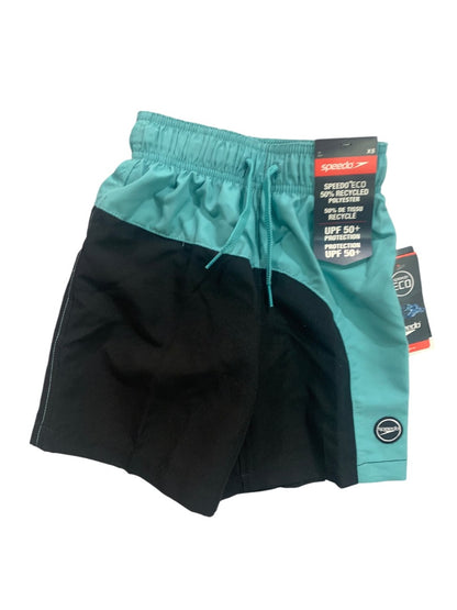 XS Speedo Boys New Turquoise Black Swim Trunks UPF 50+ Sun Protection