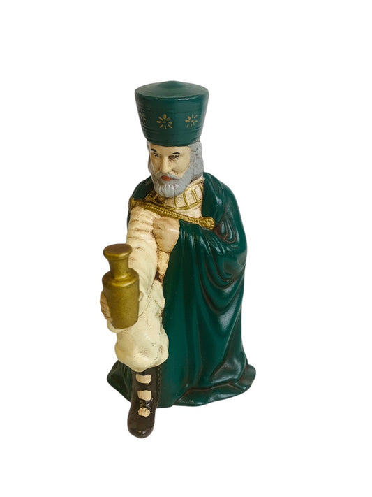 Handpainted Ceramic 1980s Nativity Figurine Wise Men Kneeling Melchior 7"h