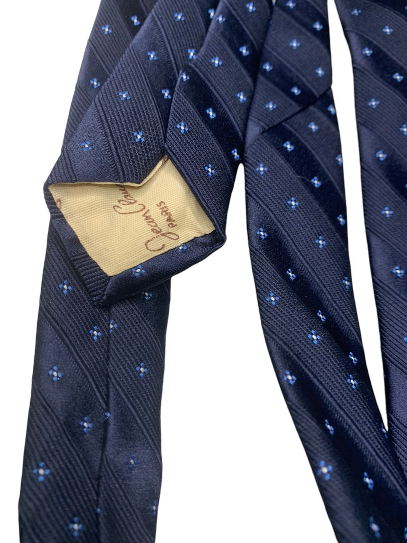 Jean Claude Vidal Mens Necktie 62" Length Tie Navy Blue Star Design