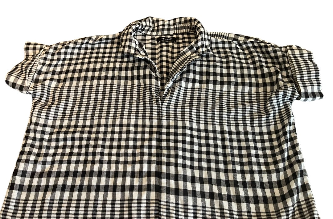 XXS Madewell Womens Double-Faced Hayden Popover Top in Breeney Plaid NB549 Shirt